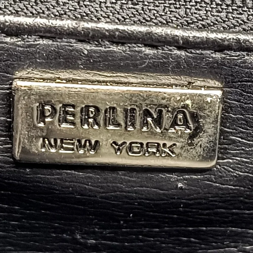 Vintage Perlina Black Leather Mini Clutch Bag